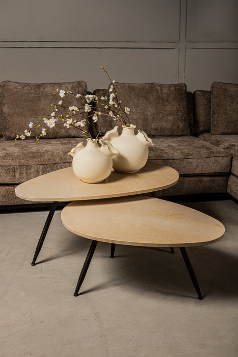 Coffee Tables Coffee Table Veria Set 2 Coffeetables Beige Marble