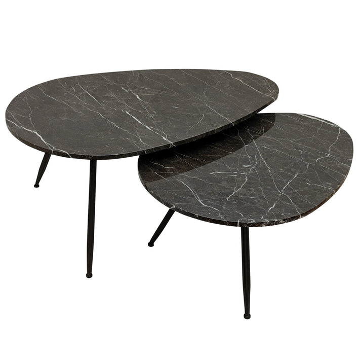 Coffee Tables Coffee Table Veria Set 2 Coffeetables Brown Marble
