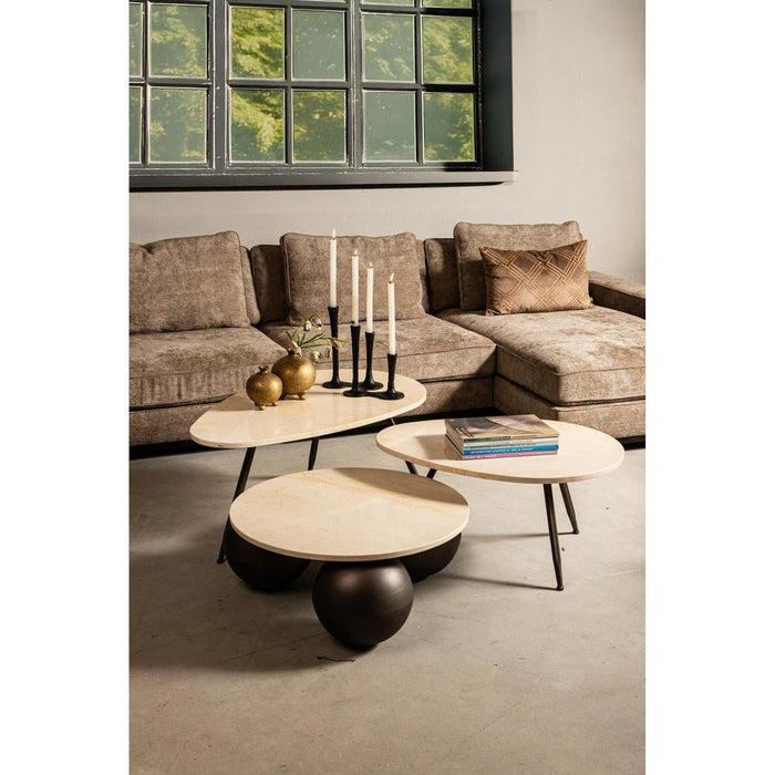 Salontafel Veria Set 2 Coffeetables Beige Marmer-Salontafels-PTMD