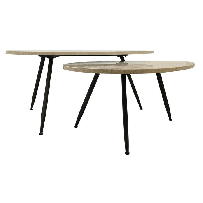 Salontafel Veria Set 2 Coffeetables Beige Marmer-Salontafels-PTMD