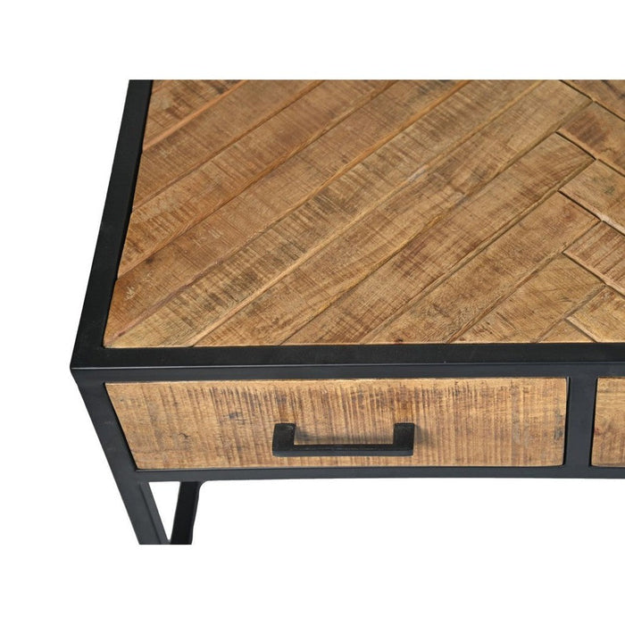 Salontafel Verona - 80x80x40 - naturel/zwart - Mangohout/metaal-Salontafels-HSM Collection