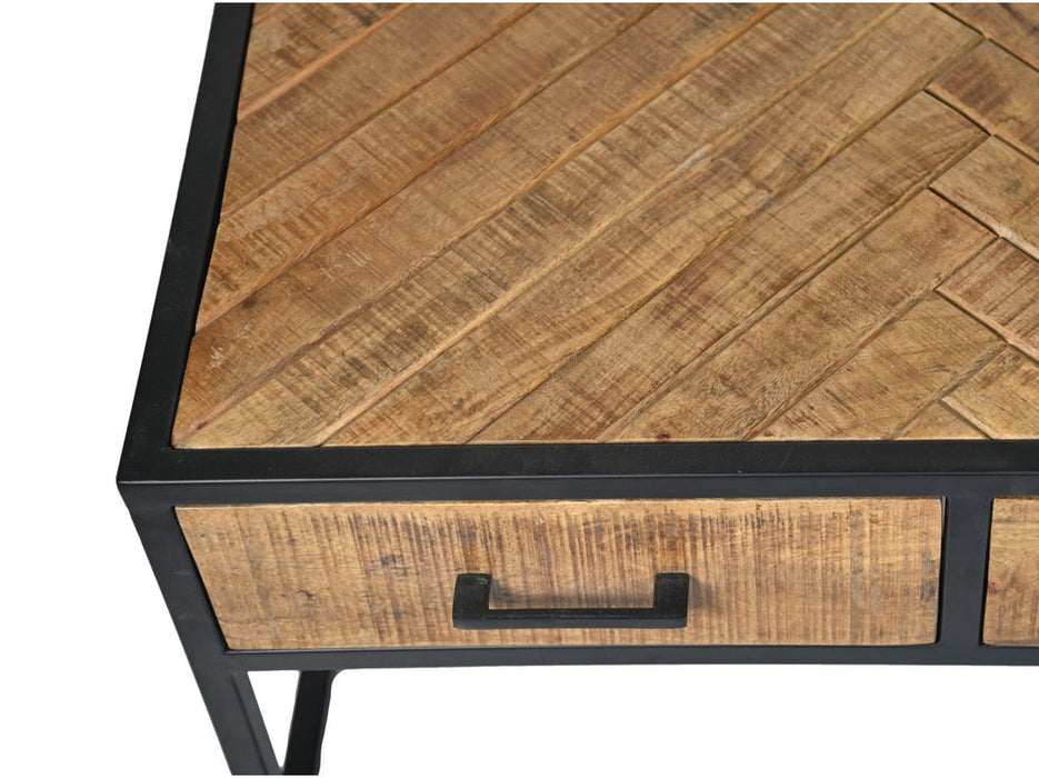 Salontafel Verona - 80x80x40 - naturel/zwart - Mangohout/metaal-Salontafels-HSM Collection