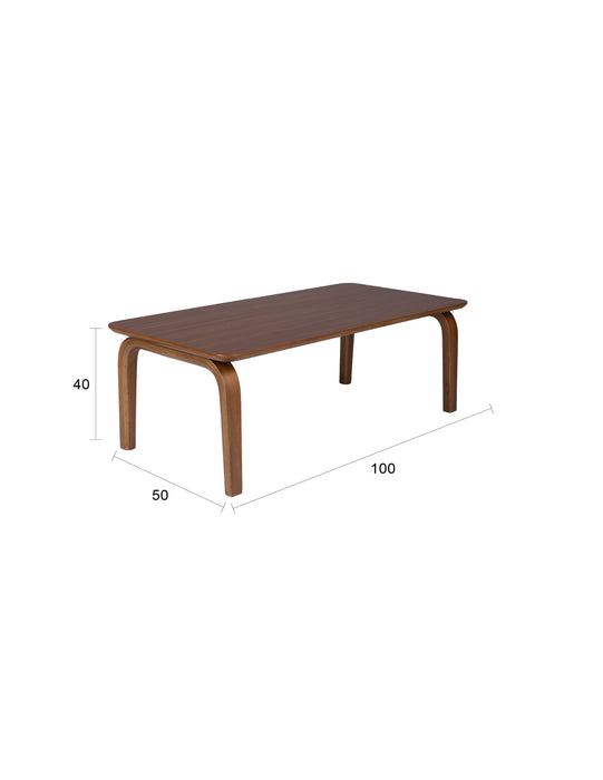 Salontafel Table Rubber wood, Walnut veneer Bruin 50x100, sfeerbeeld 7