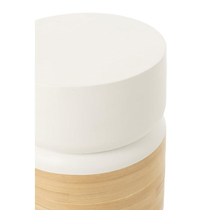 Salontafel Wit Bamboe Rond 40 cm 40x40x47 cm-Bijzettafels-J-Line