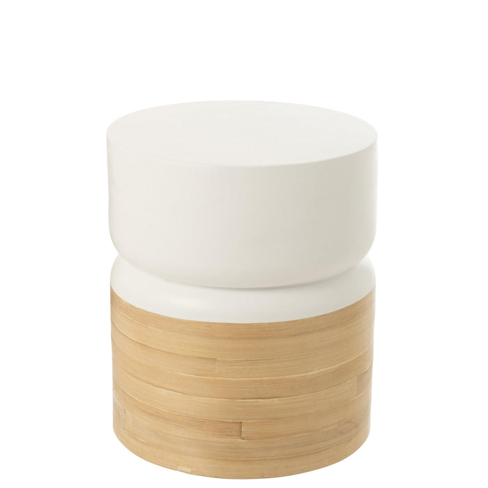 Salontafel Wit Bamboe Rond 40 cm 40x40x47 cm-Bijzettafels-J-Line