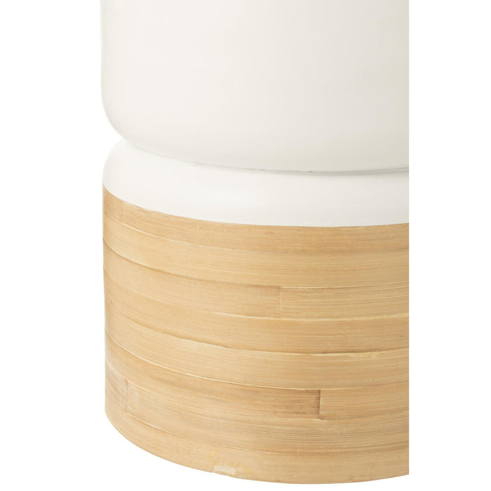 Salontafel Wit Bamboe Rond 40 cm-Salontafels-J-Line