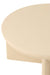 Witte ronde salontafel van mangohout met een minimalistisch design van 90 cm breed.