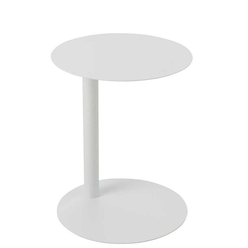 Salontafel Wit Metaal Rond 40 cm 40x40x50 cm-Bijzettafels-J-Line