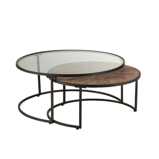 Salontafel Zwart Fir hout Rond 91 cm 91x91x41 cm-Salontafels-J-Line