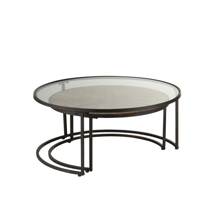 Salontafel Zwart Fir hout Rond 91 cm 91x91x41 cm-Salontafels-J-Line