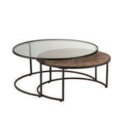 Salontafel Zwart Fir hout Rond 91 cm 91x91x41 cm-Salontafels-J-Line
