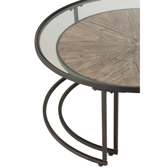 Salontafel Zwart Fir hout Rond 91 cm-Salontafels-J-Line