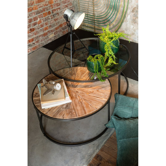 Salontafel Zwart Fir hout Rond 91 cm-Salontafels-J-Line