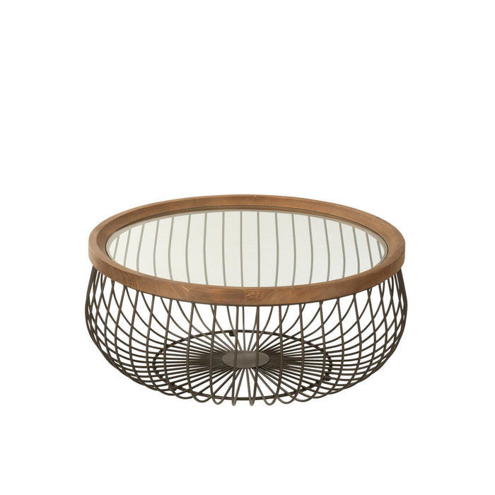 Salontafel Zwart Glas Rond 100 cm 100x100x45 cm-Salontafels-J-Line