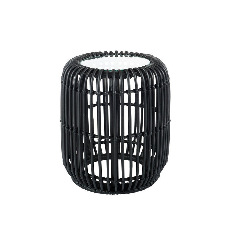 Salontafel Zwart Glas Rond 35 cm 35x35x45 cm-Bijzettafels-J-Line