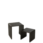 Salontafel Zwart Recycled hout 45 cm 45x50x50 cm-Bijzettafels-J-Line