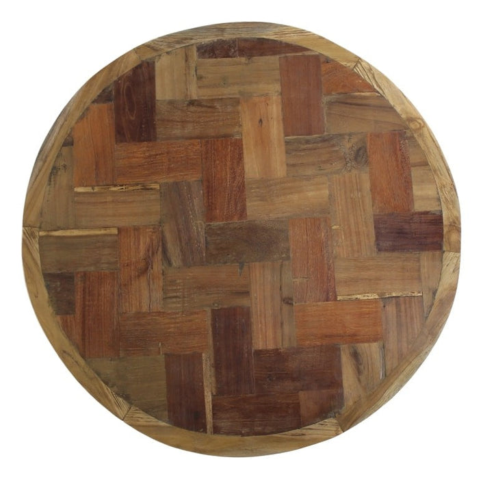 Salontafel mozaiek - ø80 cm - teak/ijzer-Salontafels-HSM Collection