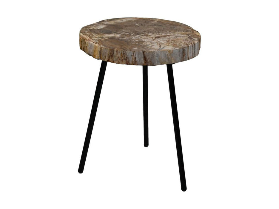 Salontafel rond - ø40-44x54 - Naturel/zwart - Steen/Metaal-Salontafels-HSM Collection