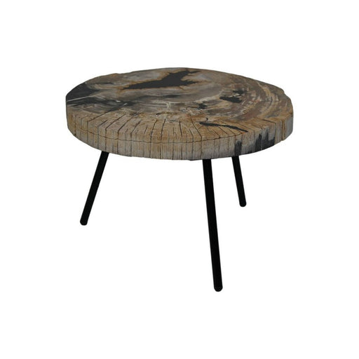 Salontafel rond - ø55-50x38 - Naturel/zwart - Steen/Metaal-Salontafels-HSM Collection