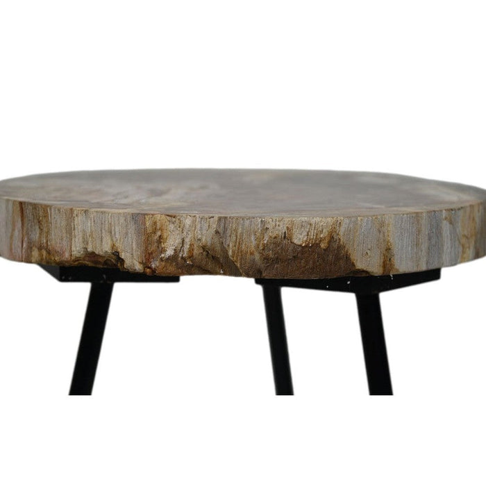 Salontafel rond - ø55-50x38 - Naturel/zwart - Steen/Metaal-Salontafels-HSM Collection