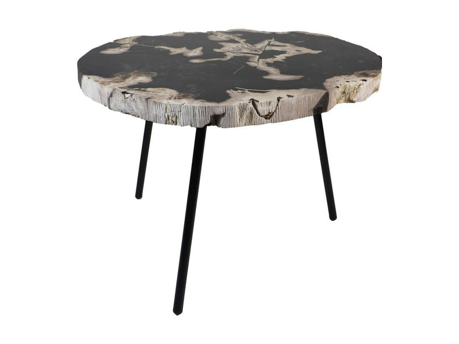 Salontafel rond - ø64x56x46 - Naturel/zwart - Steen/Metaal-Salontafels-HSM Collection