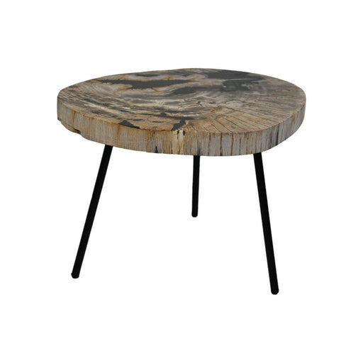 Salontafel rond - ø64x56x46 - Naturel/zwart - Steen/Metaal-Salontafels-HSM Collection