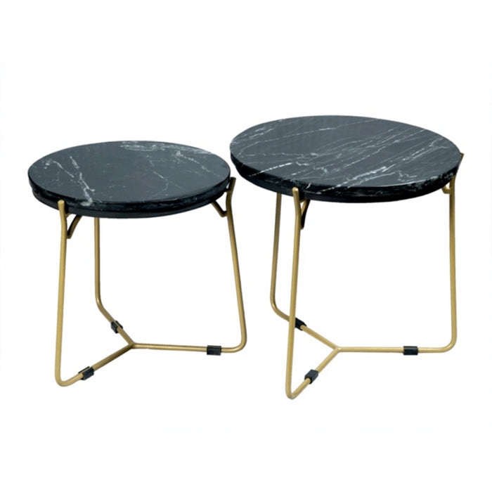 Salontafel set Caly | Zwart marmer 50-40 cm-Salontafels-Starfurn