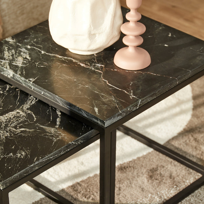 Salontafel set Daan | Zwart marmer 50-40 cm-Salontafels-Starfurn