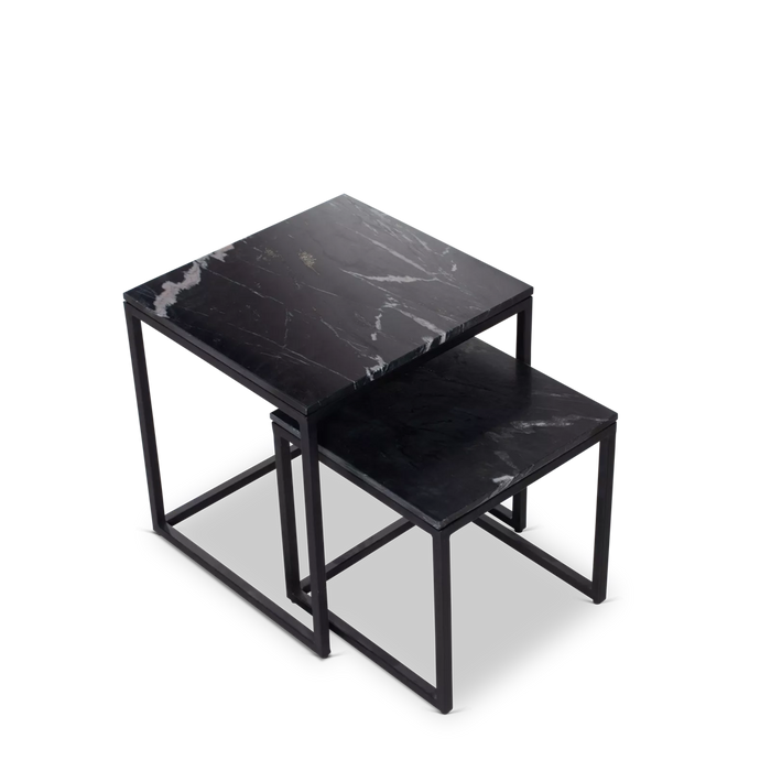 Salontafel set Daan | Zwart marmer 50-40 cm-Salontafels-Starfurn