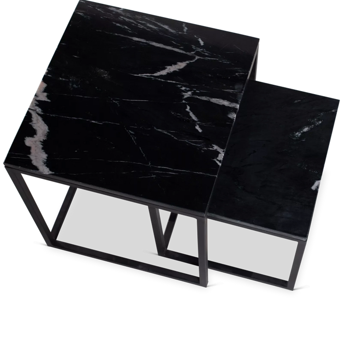 Salontafel set Daan | Zwart marmer 50-40 cm-Salontafels-Starfurn
