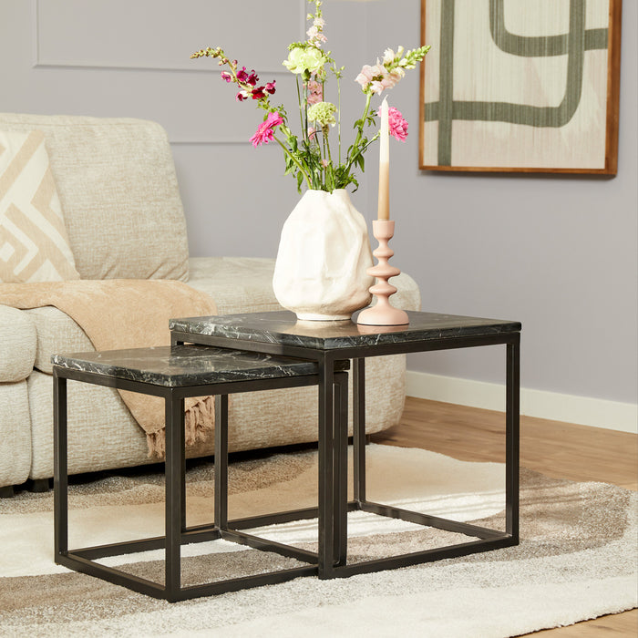 Salontafel set Daan | Zwart marmer 50-40 cm-Salontafels-Starfurn
