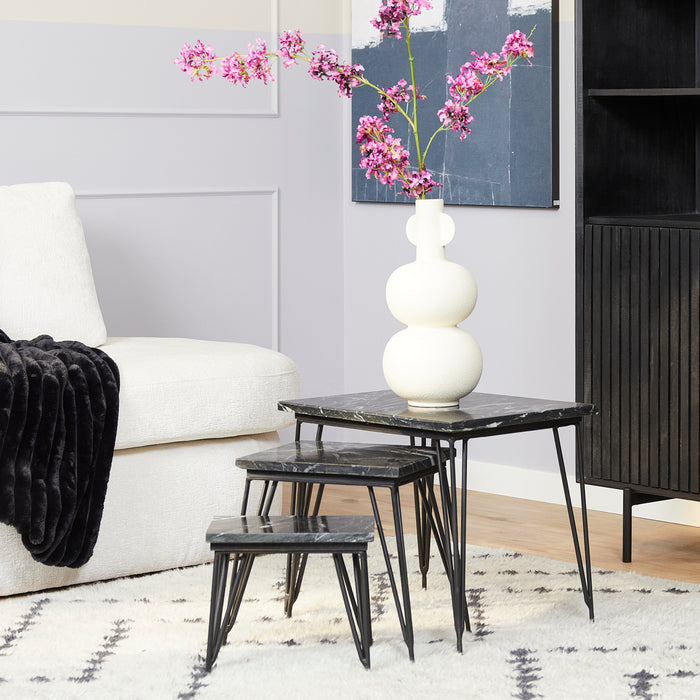 Salontafel set Jala | Zwart marmer | 50 cm-Salontafels-Starfurn