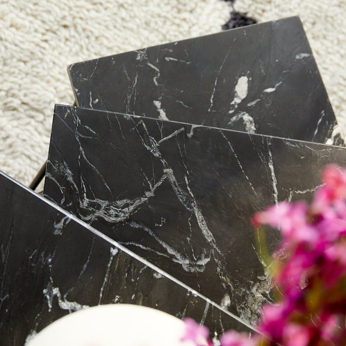 Salontafel set Jala | Zwart marmer | 50 cm-Salontafels-Starfurn