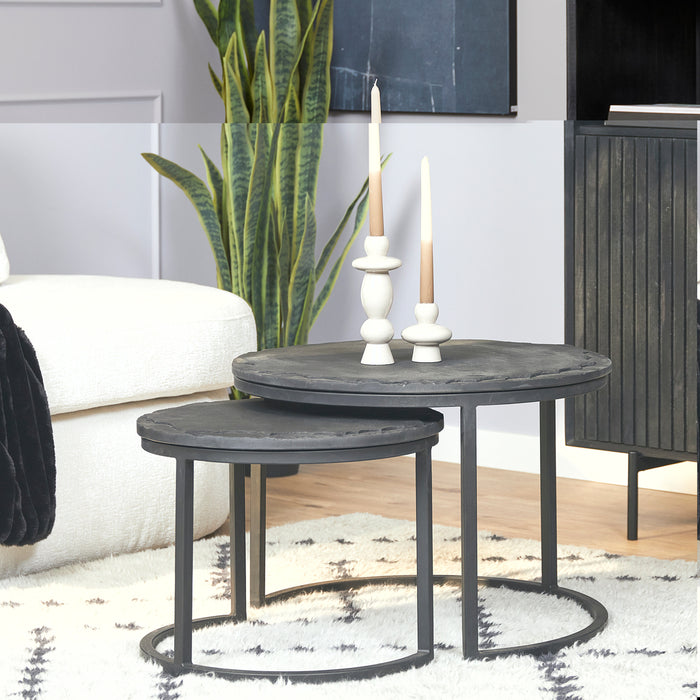 Salontafel set Ora | Zwart Kadappa Stone 60-45 cm-Salontafels-Starfurn
