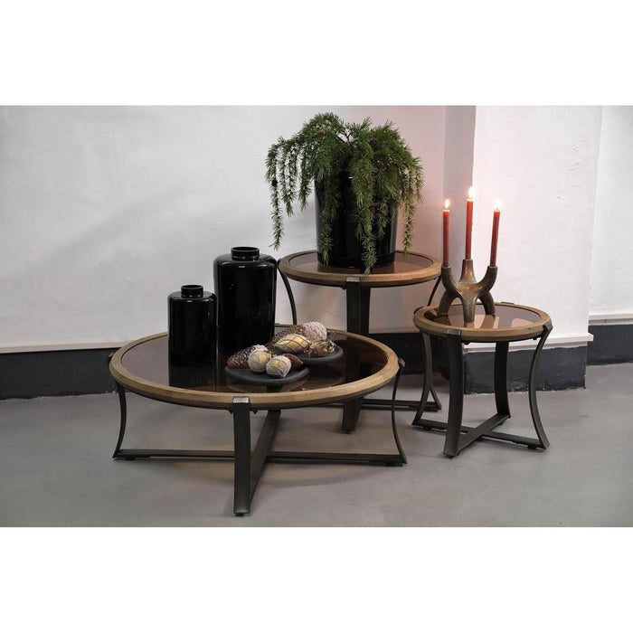 Salontafels Salontafel Cami Naturel Fir Hout Coffeetable Bended Frame L-Salontafels-PTMD