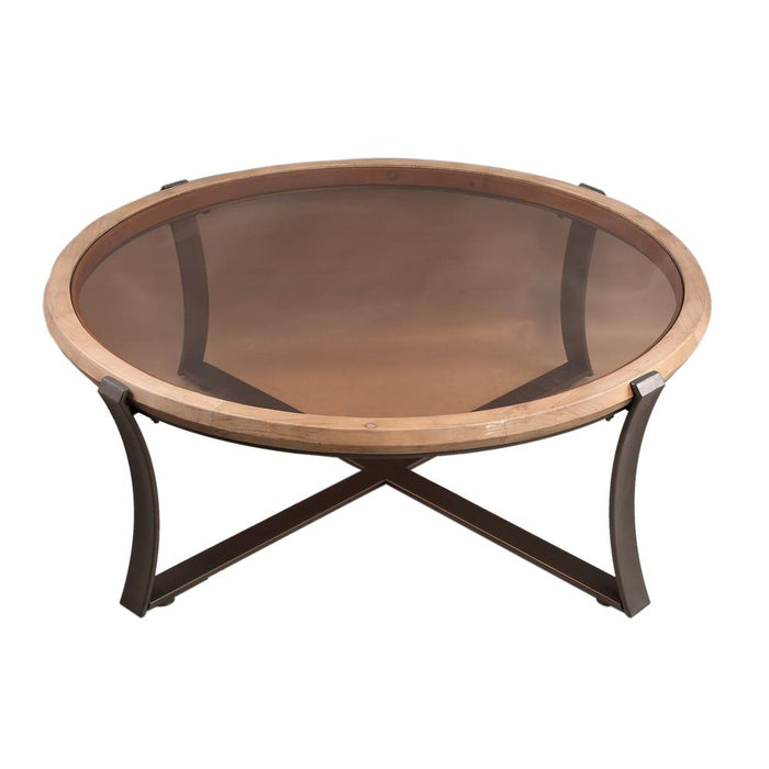 Salontafels Salontafel Cami Naturel Fir Hout Coffeetable Bended Frame L-Salontafels-PTMD
