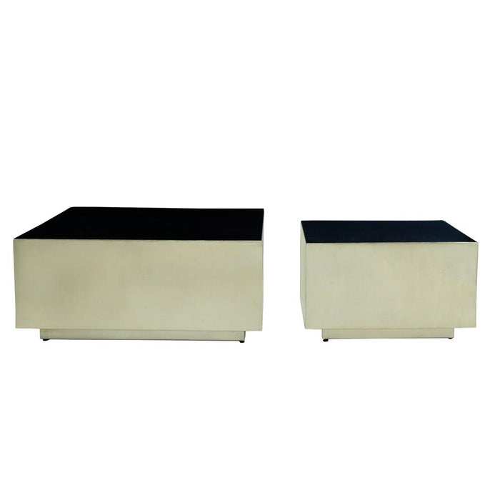 Salontafels Salontafel Irvy Goud IJzer Coffeetable Vierkant Zwart Enamel-Salontafels-PTMD