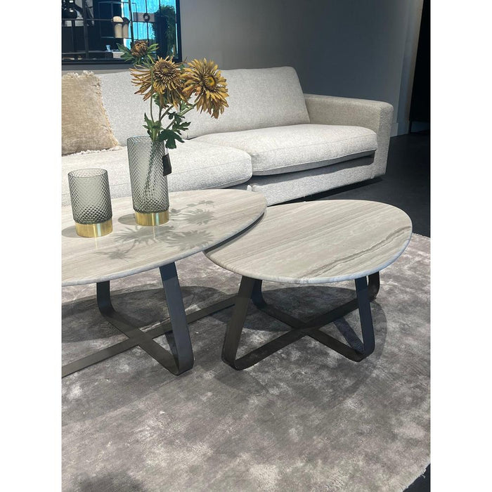Salontafels Salontafel Muka Coffeetable High Dark Grijs Wit Marmer-Salontafels-PTMD