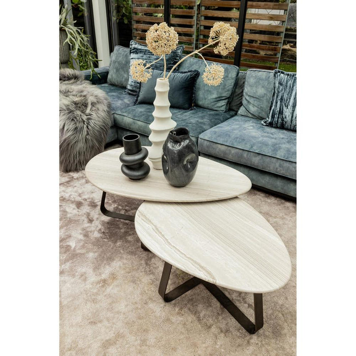 Salontafels Salontafel Muka Coffeetable High Dark Grijs Wit Marmer-Salontafels-PTMD