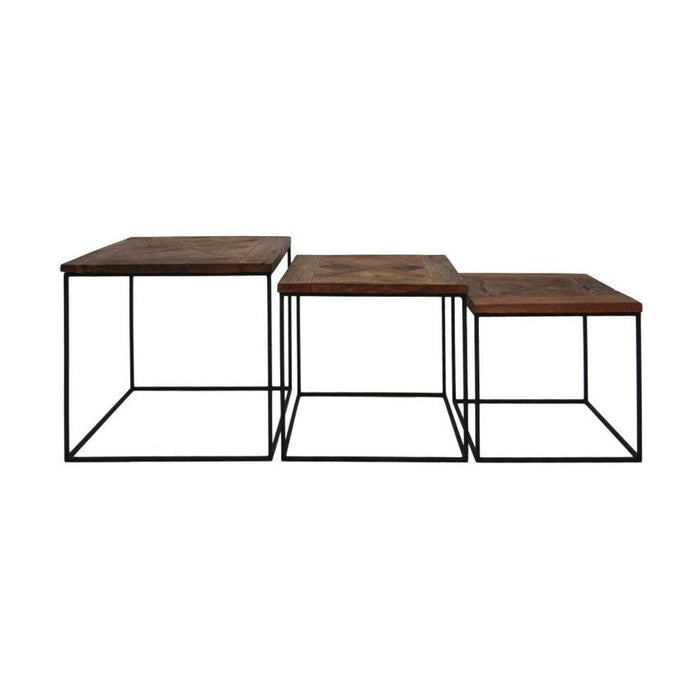 Salontafelset Austin - gerecycled Javahout/ijzer - set van 3-Salontafels-HSM Collection