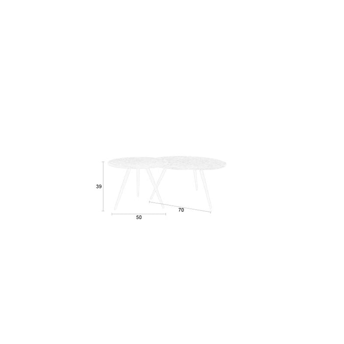 Salontafelset Webster Set van 2 Teak Hout Bruin Ø70x39 cm