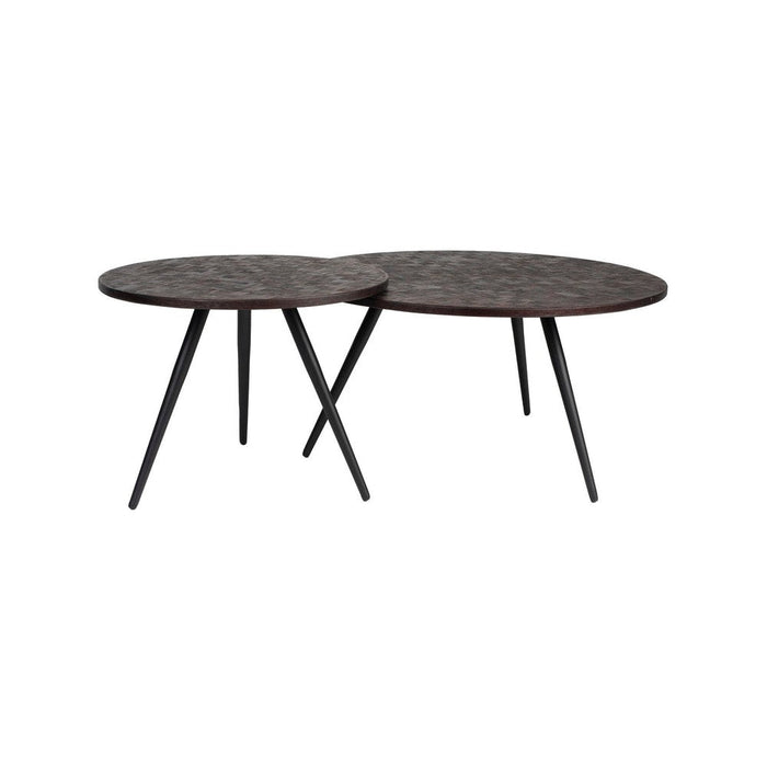 Salontafelset Webster Set van 2 Teak Hout Bruin Ø70x39 cm-Salontafels-Creating Home