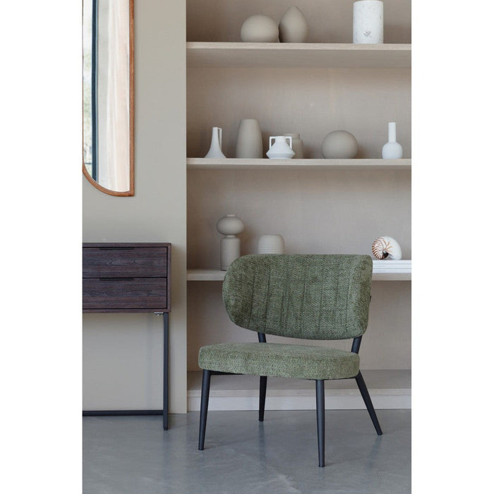 Sanne Loungestoel | Groen Grijs | met zwarte poten-Fauteuils-Creating Home