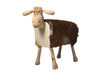 Schaap Shawn groot - 58x34x62 - Wit/bruin/naturel - Teak/geitenhuid-Krukjes-HSM Collection