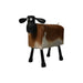 Schaap Shawn groot - 58x34x62 - Wit/bruin/zwart - Teak/geitenhuid-Krukjes-HSM Collection