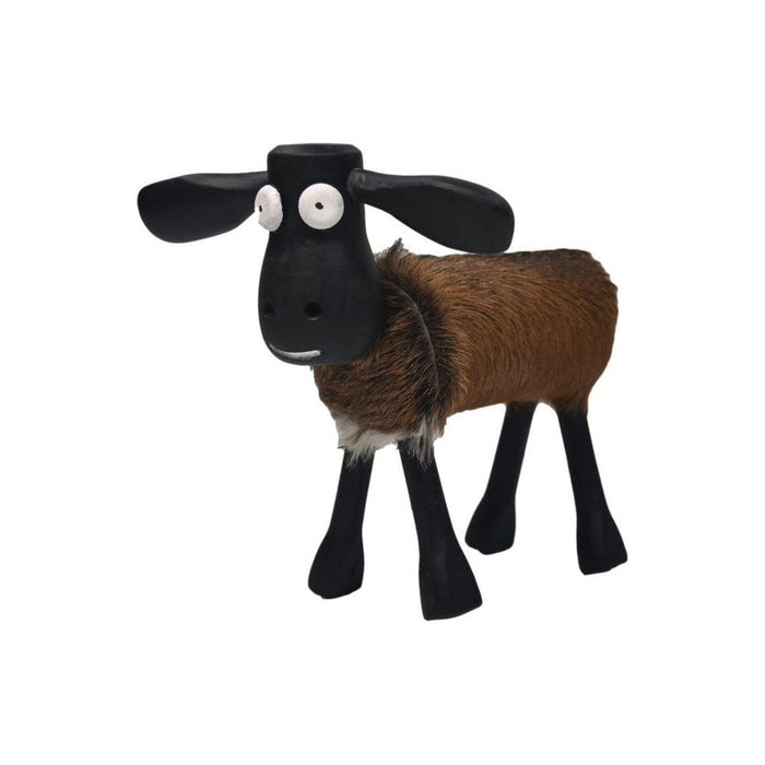 Schaap Shawn klein - 32x14x32 - bruin/zwart - Teak/geitenhuid-Krukjes-HSM Collection