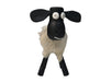 Schaap Shawn klein - 32x14x32 - wit/zwart- Teak/geitenhuid-Krukjes-HSM Collection