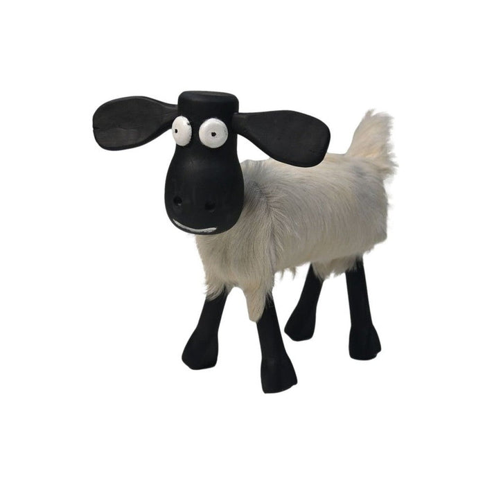 Schaap Shawn klein - 32x14x32 - wit/zwart- Teak/geitenhuid-Krukken-HSM Collection