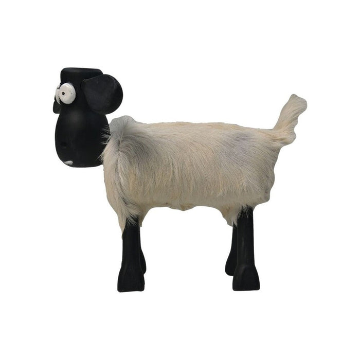 Schaap Shawn klein - 32x14x32 - wit/zwart- Teak/geitenhuid-Krukken-HSM Collection