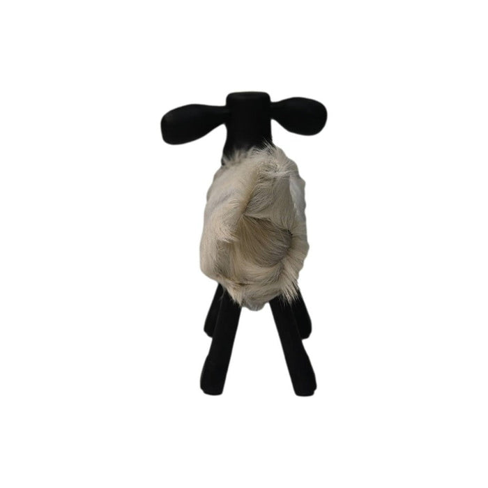 Schaap Shawn klein - 32x14x32 - wit/zwart- Teak/geitenhuid-Krukken-HSM Collection